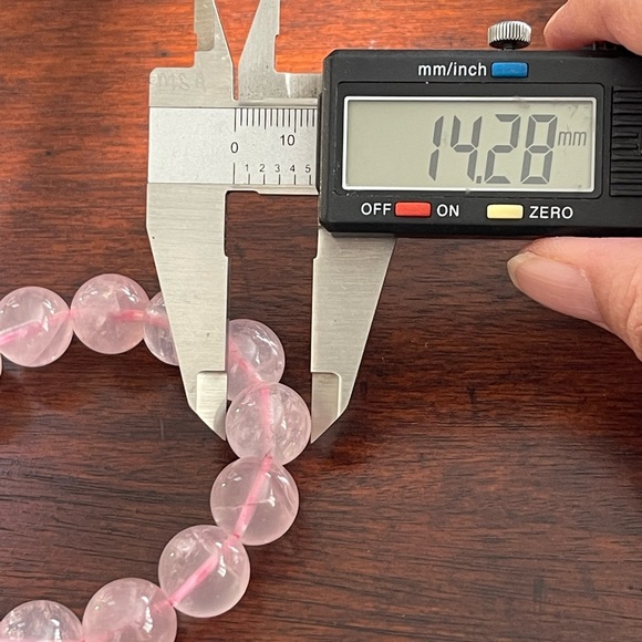 Top quality 14mm rose quartz bead stretchy bangle bracelet - Picture 7 of 8